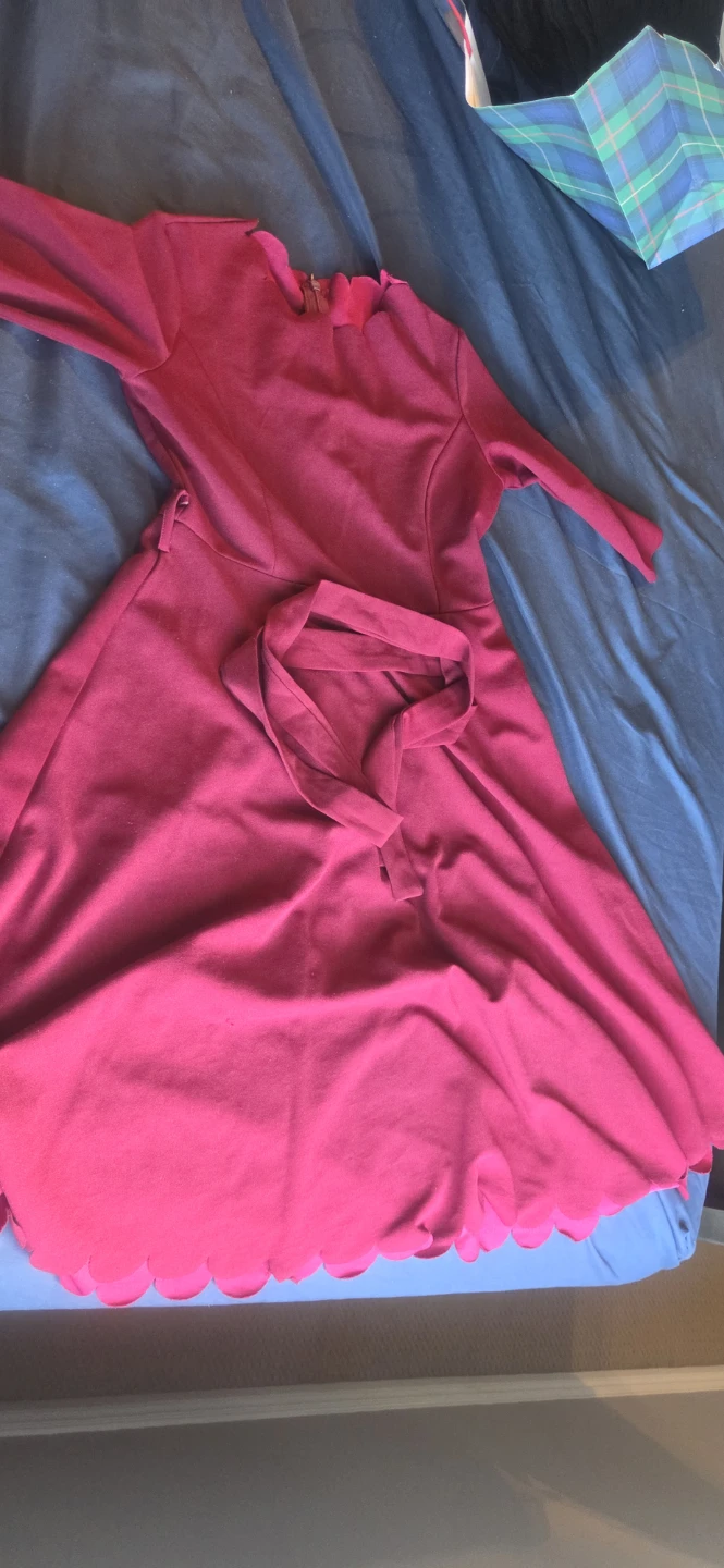 Girls Red Scalloped Dress