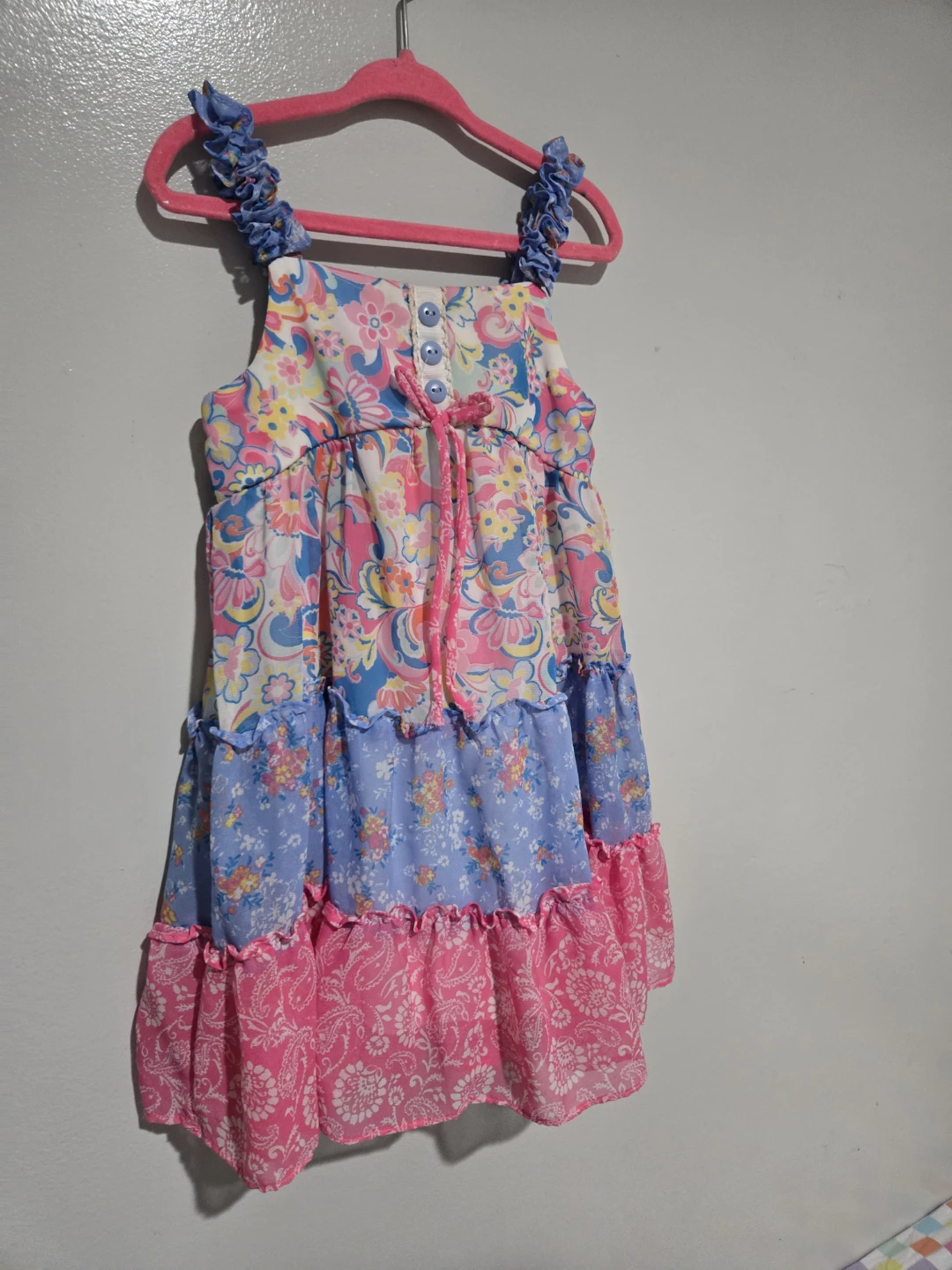 Girls Tiered Floral Print Dress