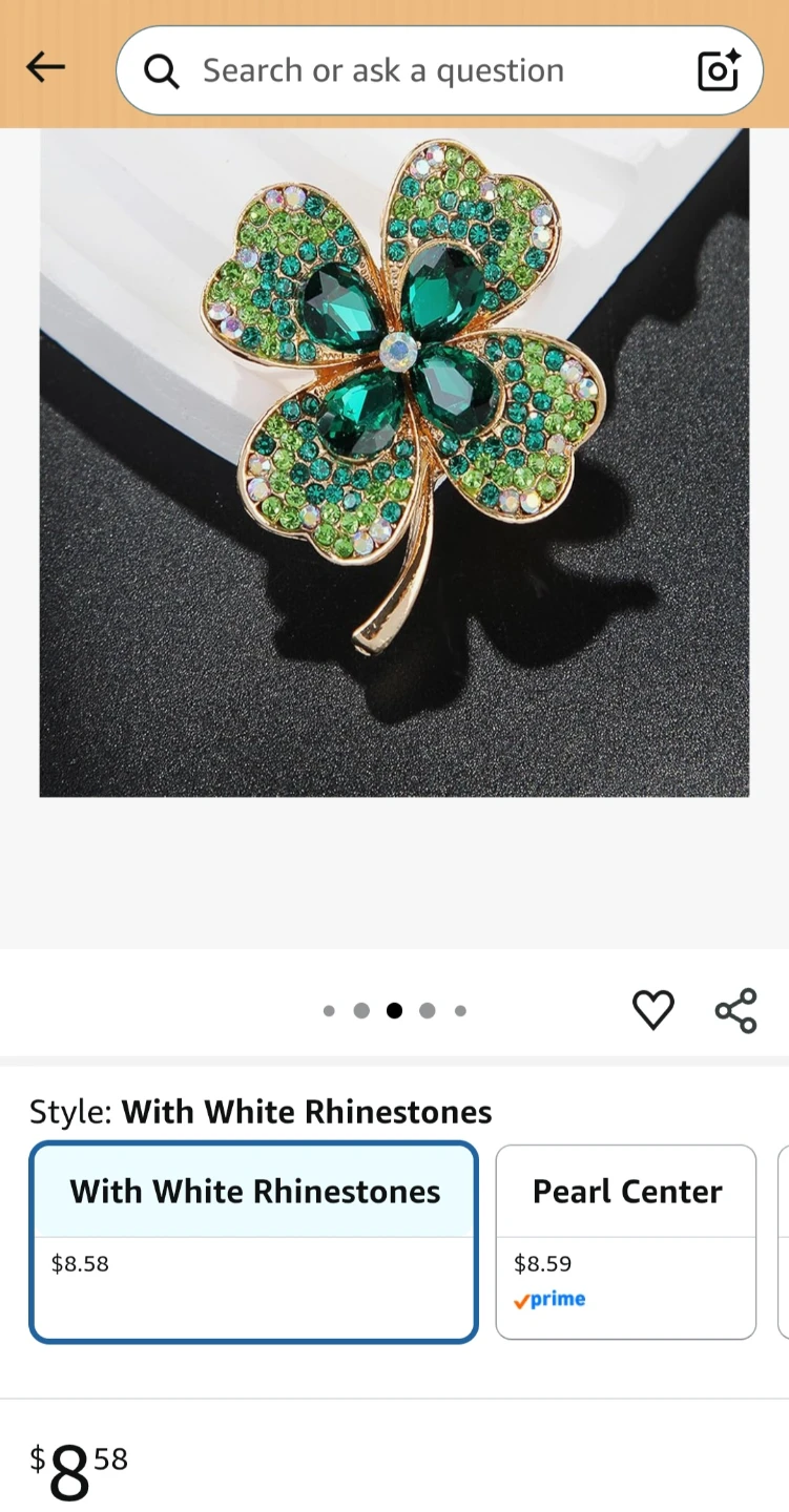 Sparkly Four Leaf Clover Brooch Pin - photo 4