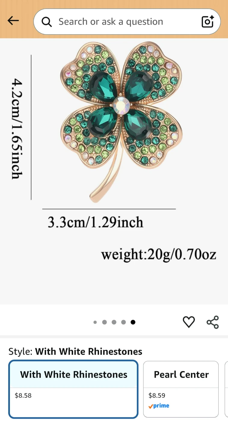 Sparkly Four Leaf Clover Brooch Pin - photo 5