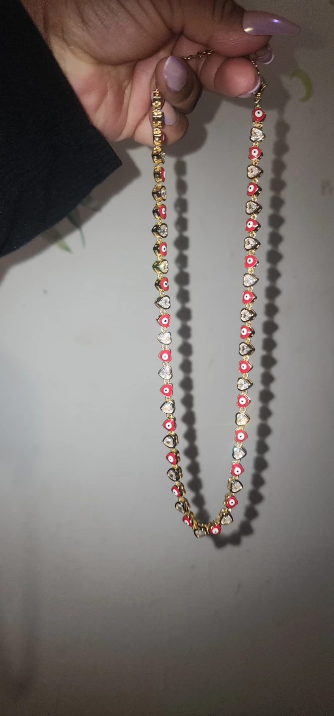 Gold platted Evil Eye Necklace with Rhinestones - photo 3