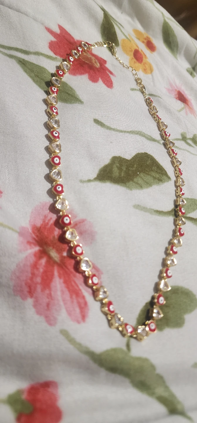 Gold platted Evil Eye Necklace with Rhinestones - photo 5