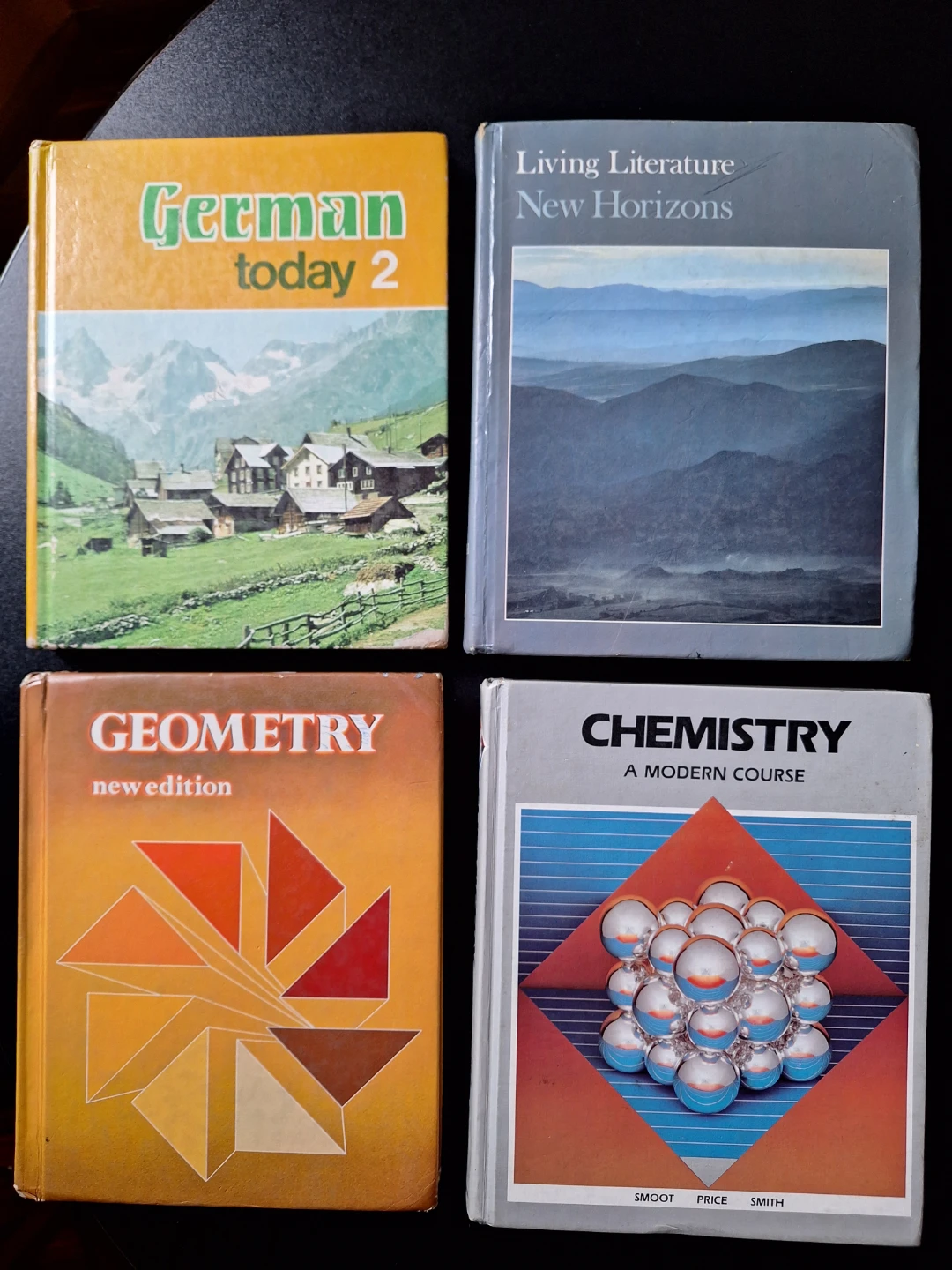 Set of 4 Textbooks: German, Geometry, Chemistry, Literature