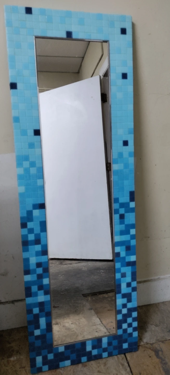 Full length mirror handcrafted blue tile