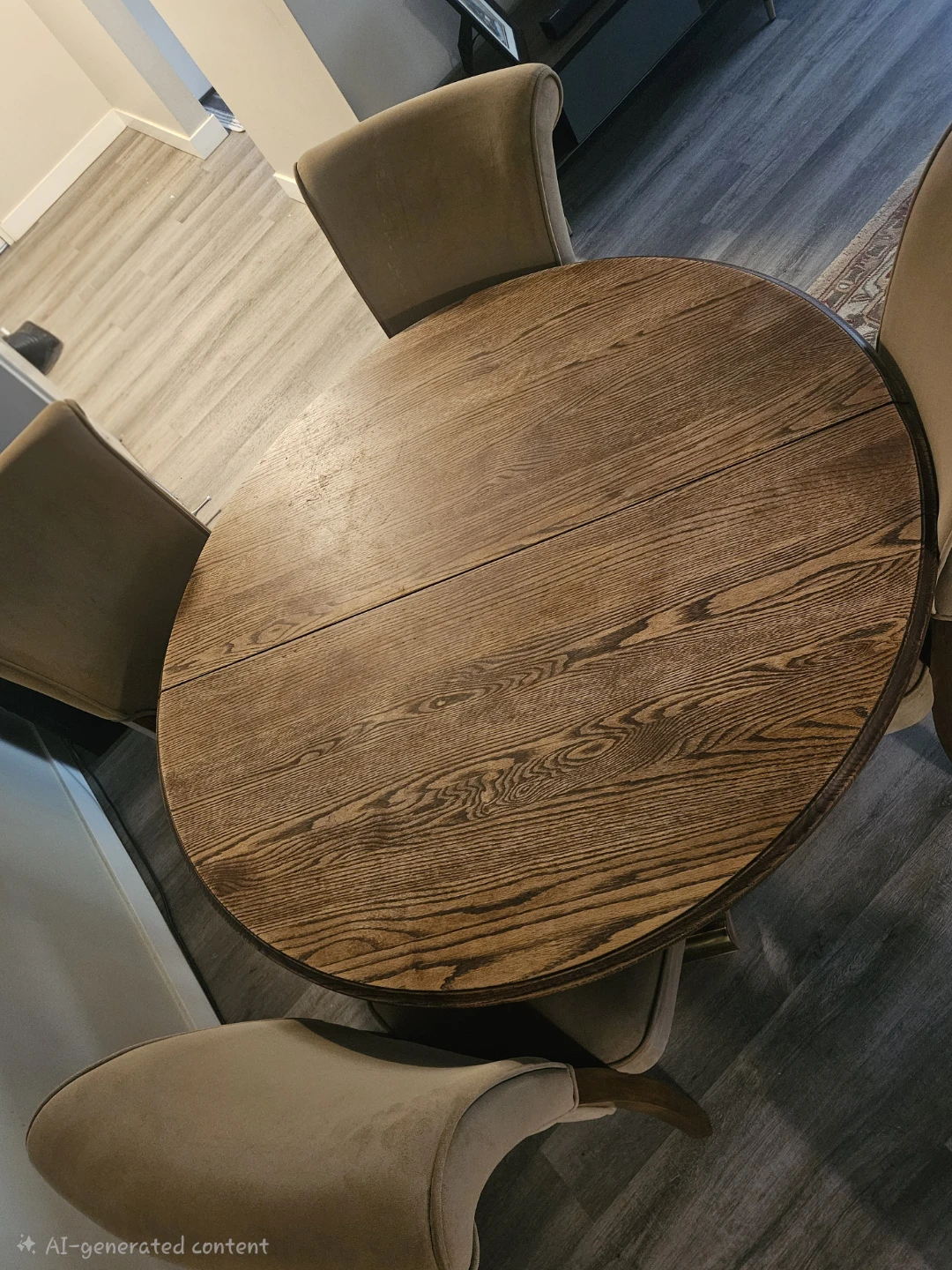 Round Oak Dining Table and chairs