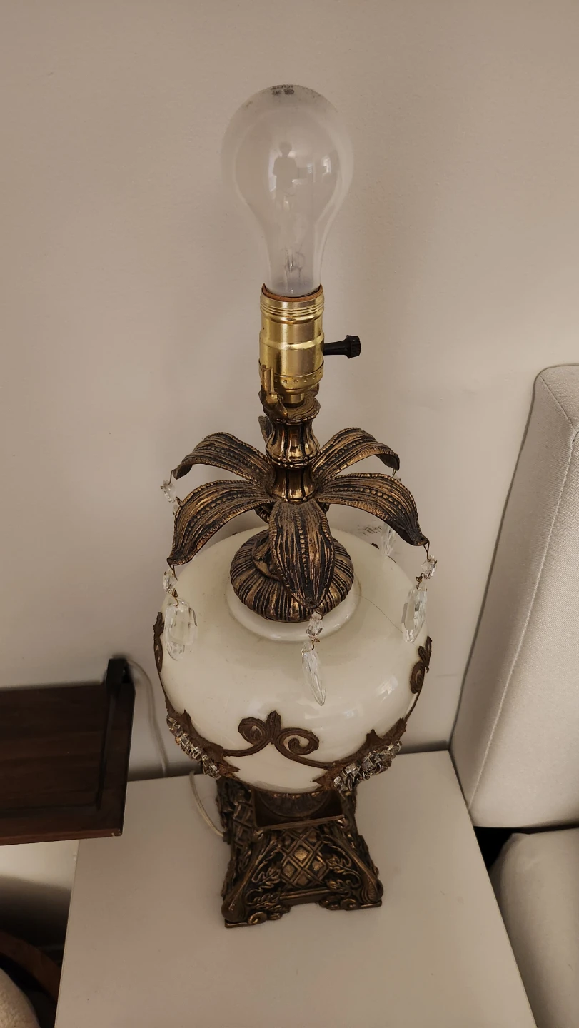 Vintage Table Lamp with Crystal Accents