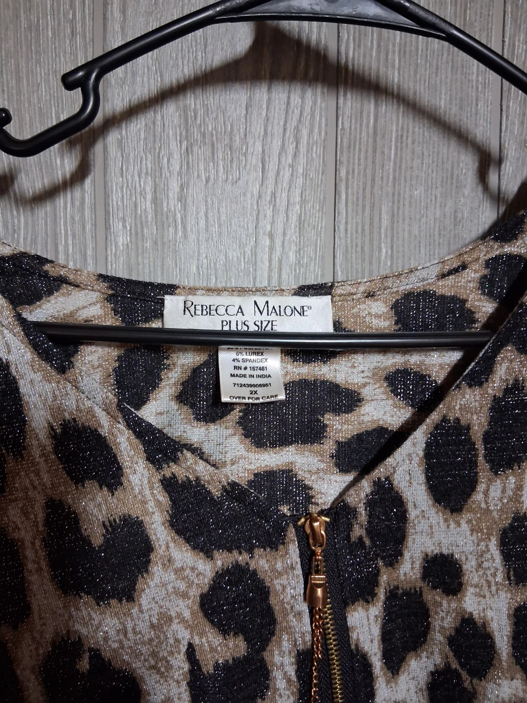 Rebecca Malone Plus Size Leopard Print Zipper Top - photo 2
