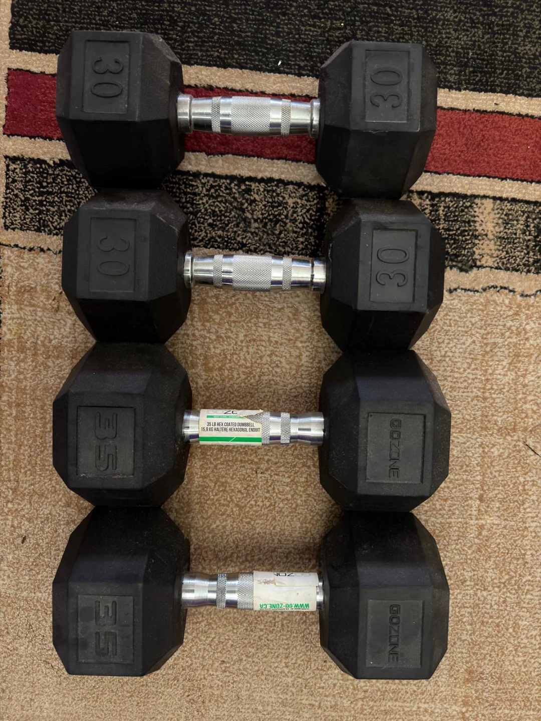 GO ZONE Hex Dumbbells 30lb, 35lb