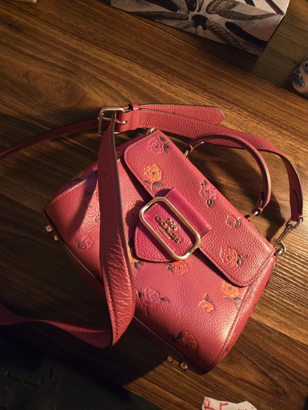 Coach Pink Floral Leather Crossbody Bag