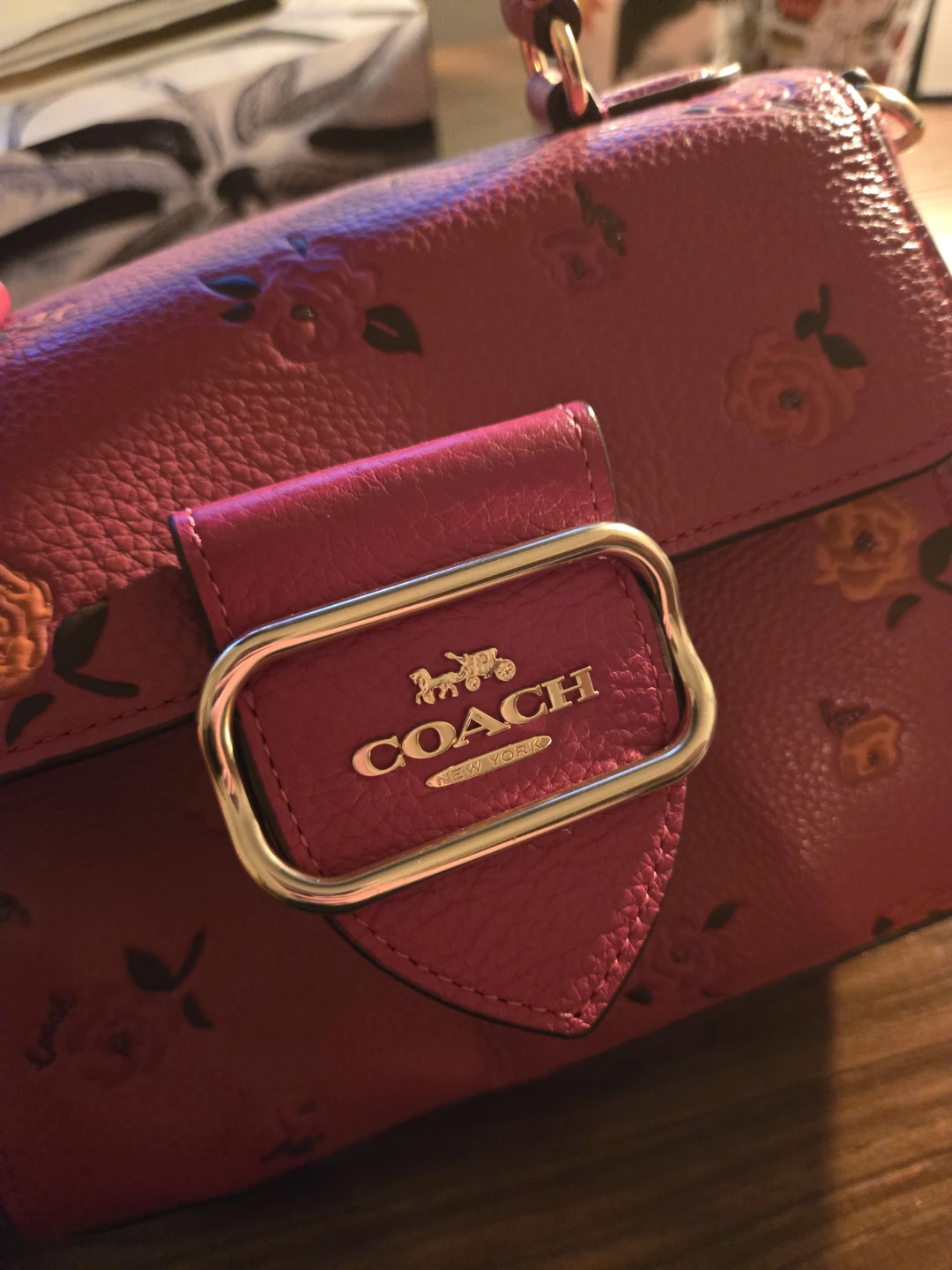 Coach Pink Floral Leather Crossbody Bag - photo 3
