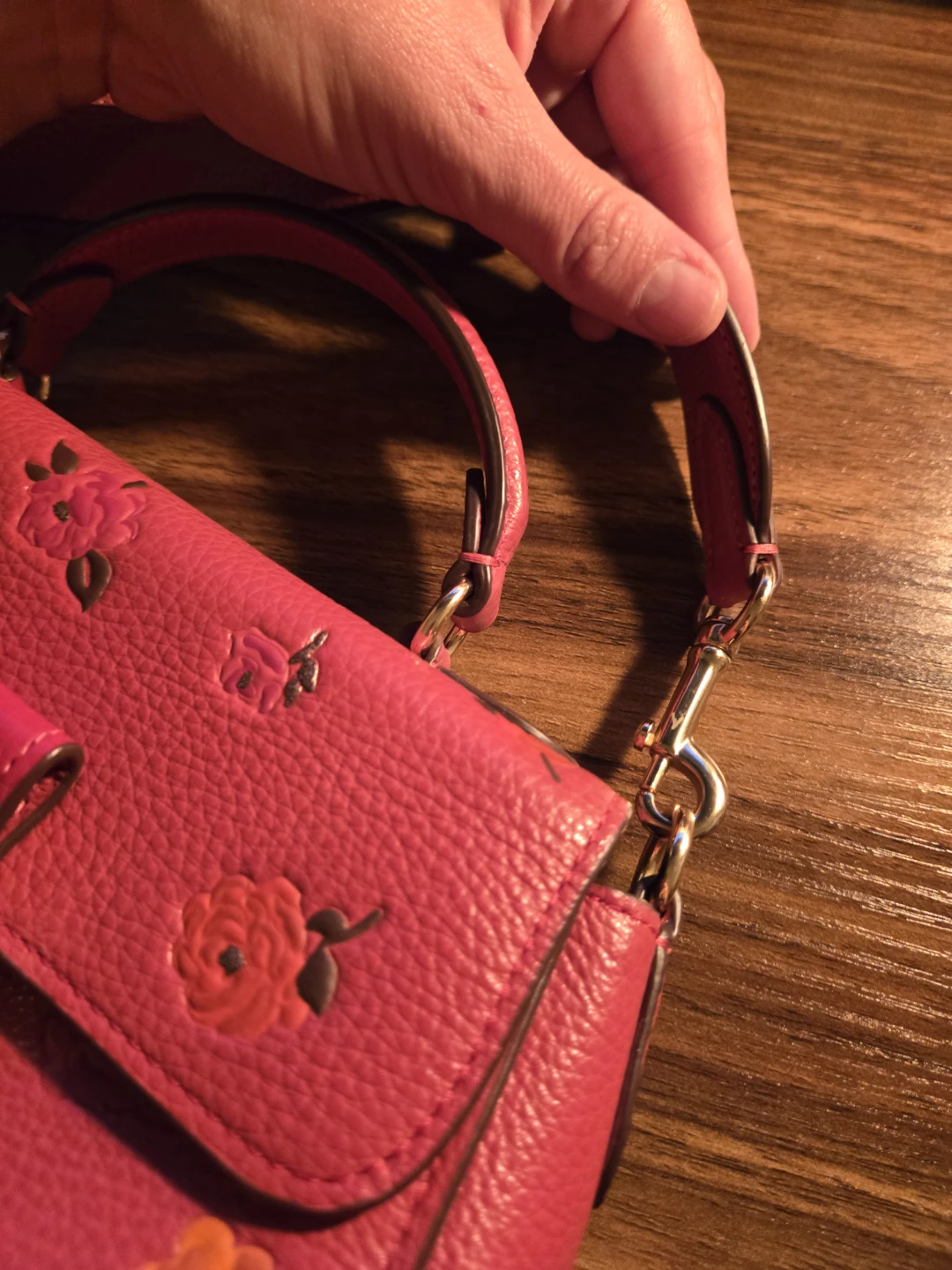 Coach Pink Floral Leather Crossbody Bag - photo 5