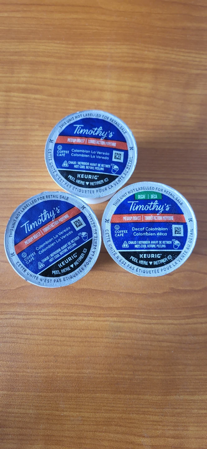 Timothy's Keurig Coffee Pods - Colombian La Vereda & Decaf