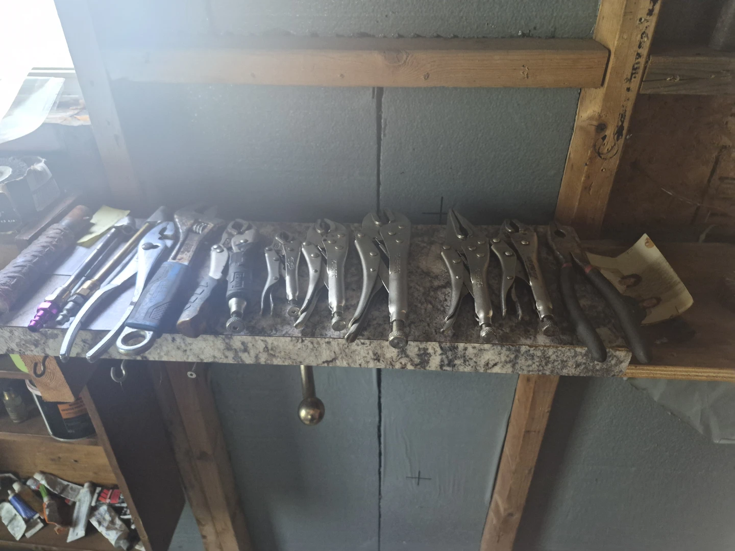 Pipe Wrench Set and vice grips