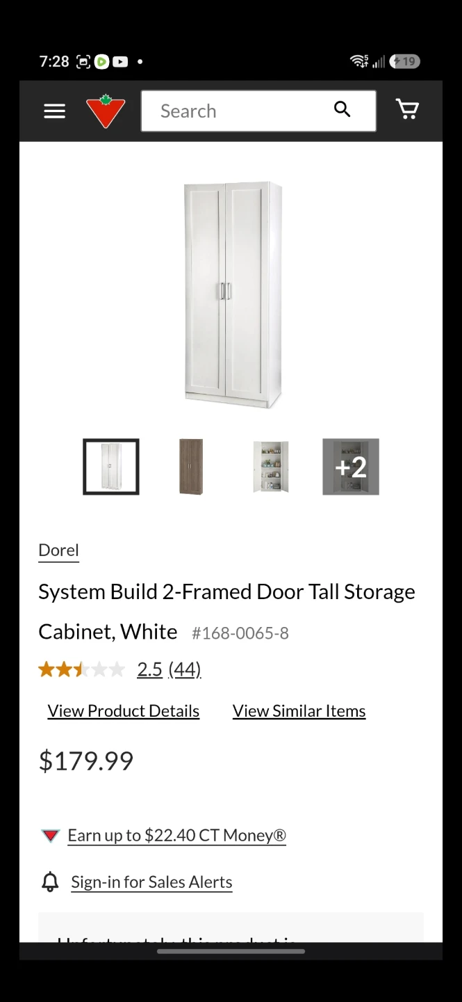 Dorel System Build 2-Framed Door Tall Storage Cabinet - White - photo 3