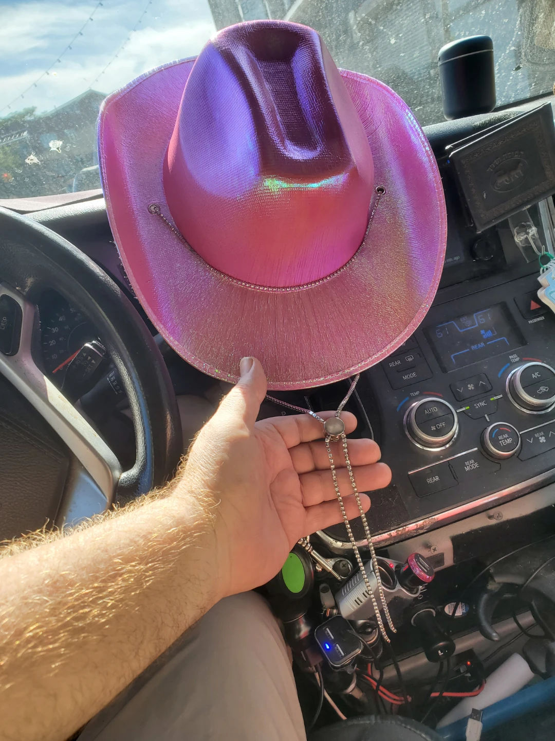 Pink Iridescent Cowboy Hat with Chain - photo 3