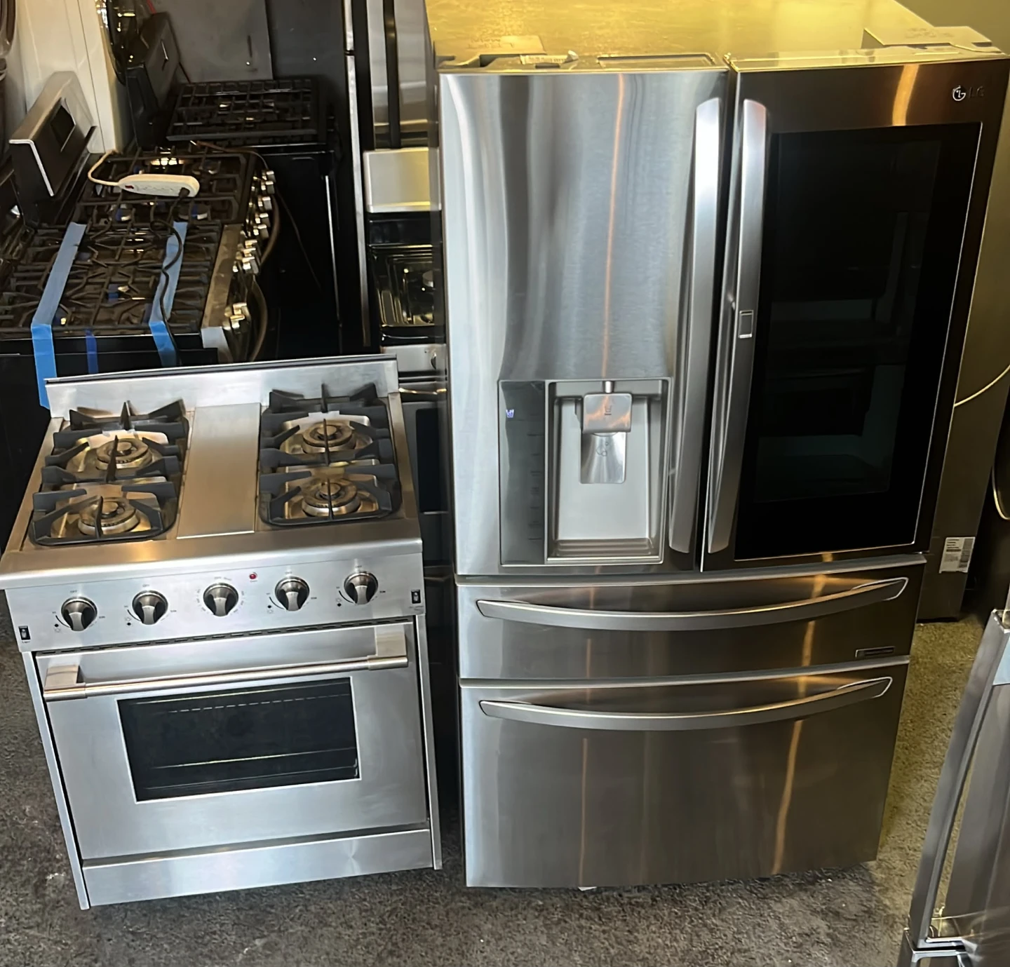 LG Stainless Steel French Door and stove - photo 4