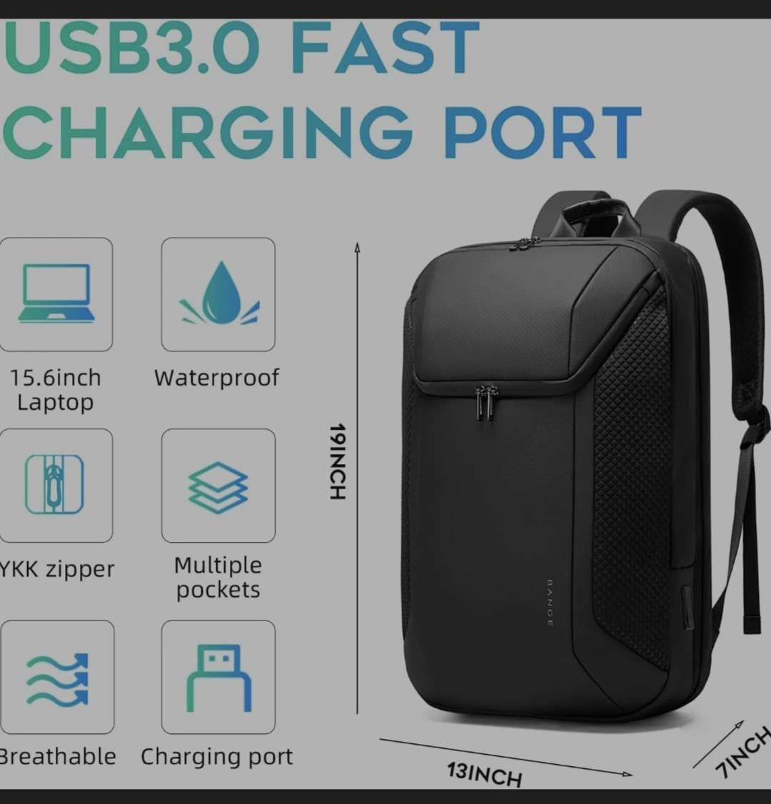 BANGE Black Backpack - 19" Laptop - photo 2