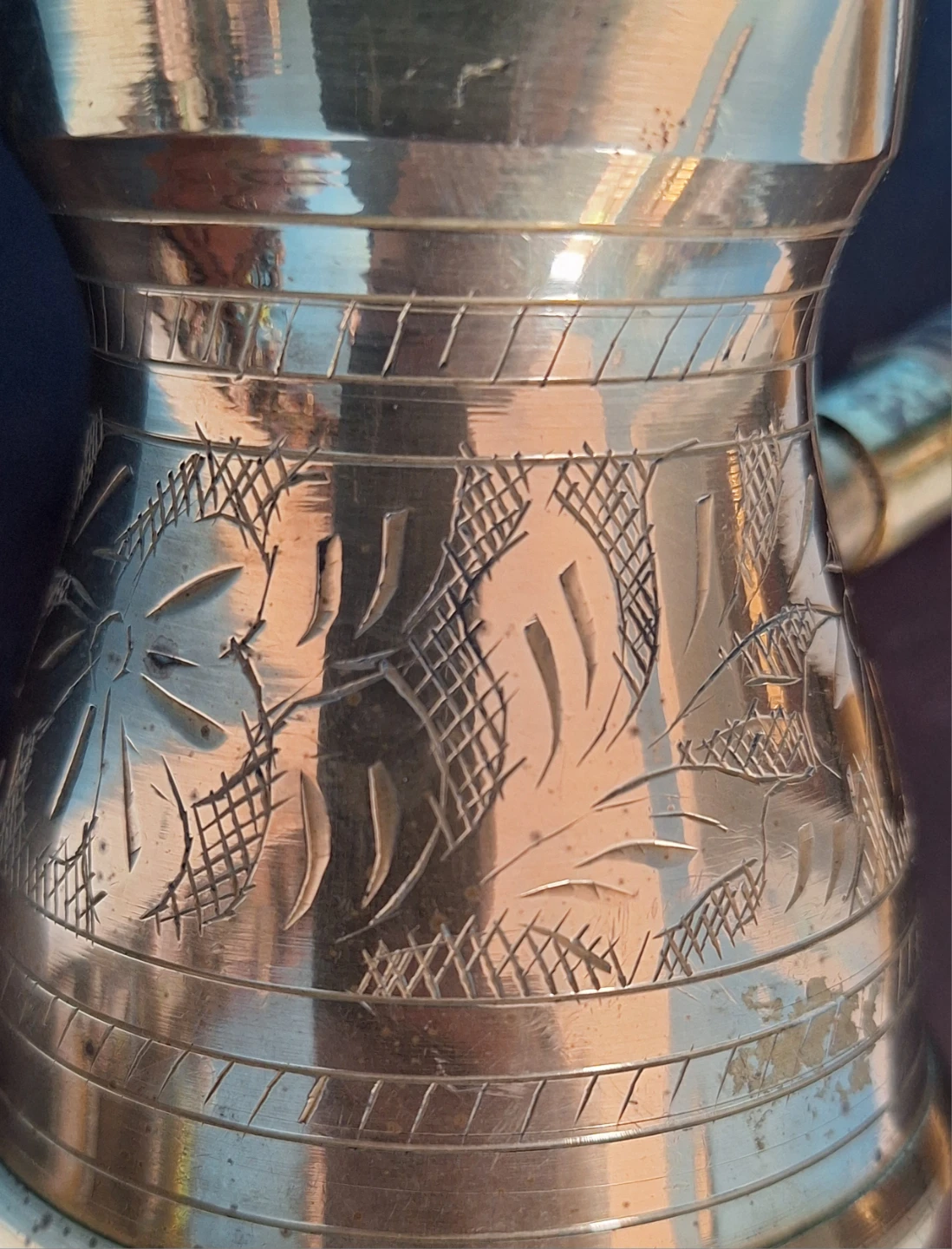 Vintage Brass Turkish Coffee Pot with Wooden Handle - photo 3
