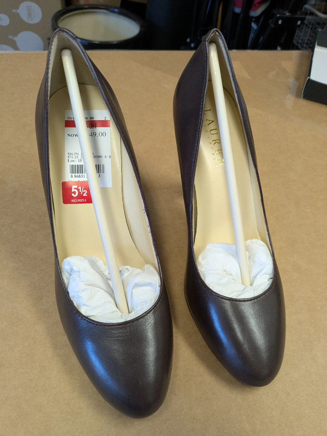 Ralph Lauren Brown Rylie Leather Heels - Size 5.5