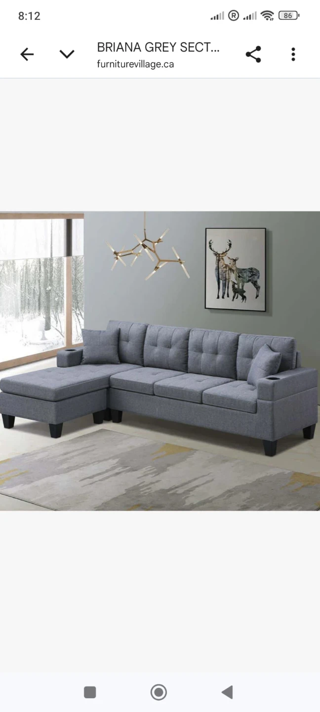 Briana Grey Sectional Sofa