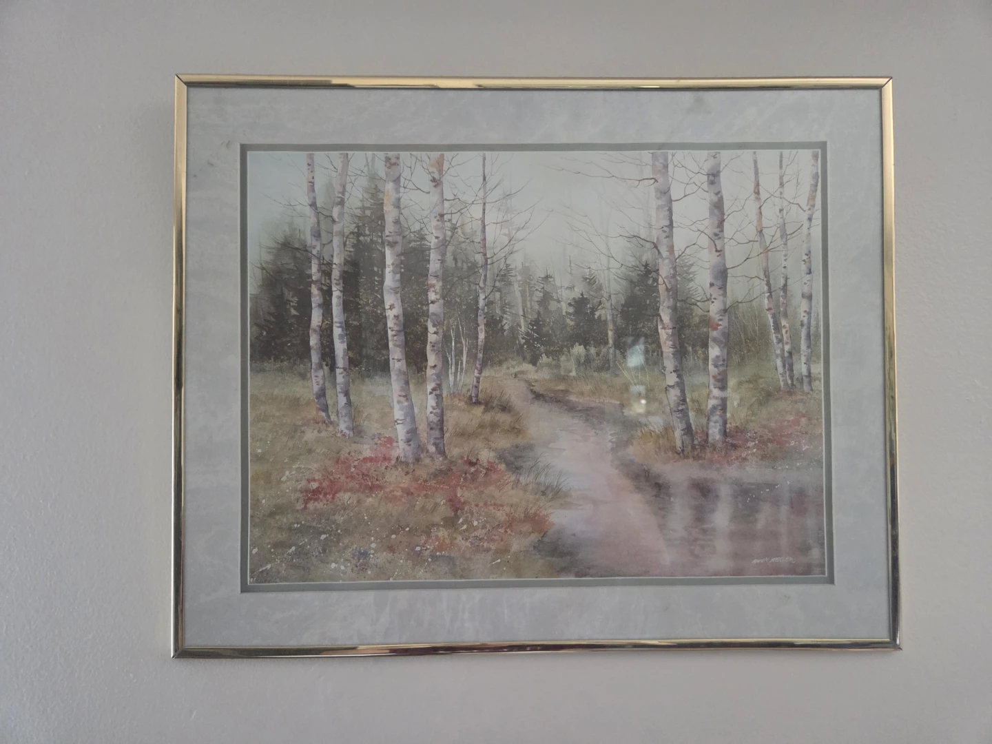Framed Watercolour Painting of Forest Path