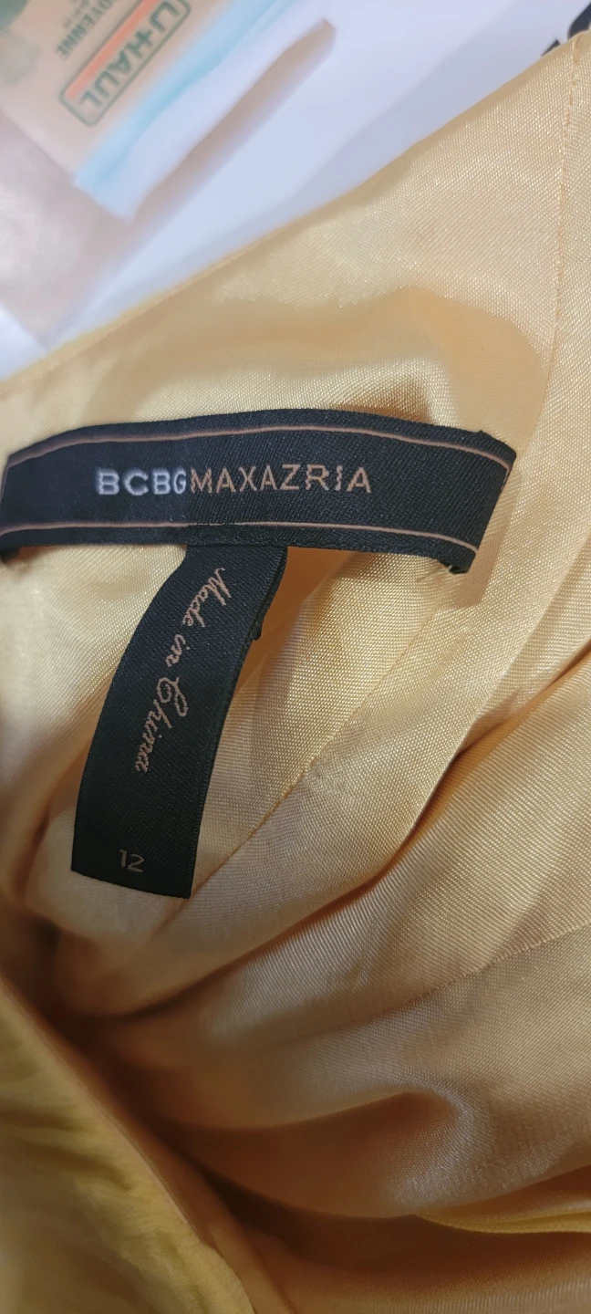 BCBGMAXAZRIA Embellished Yellow Mini Dress Size 12 - photo 3