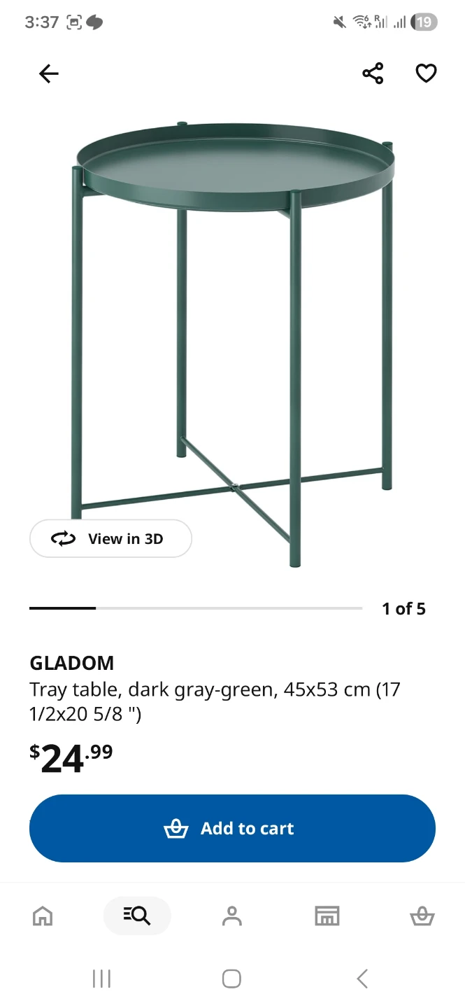 IKEA GLADOM Tray Table - Dark Gray-Green - photo 2