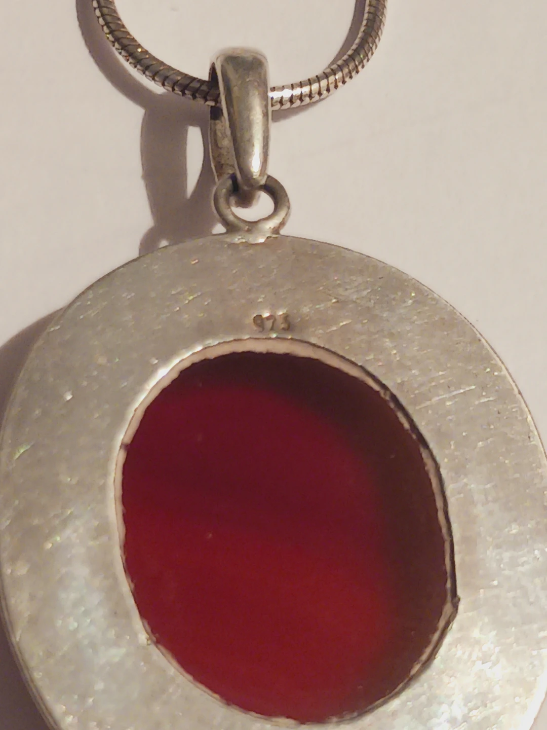 Sterling Silver 925 Genuine Carnelian Stone Pendant 20" Necklace - photo 5