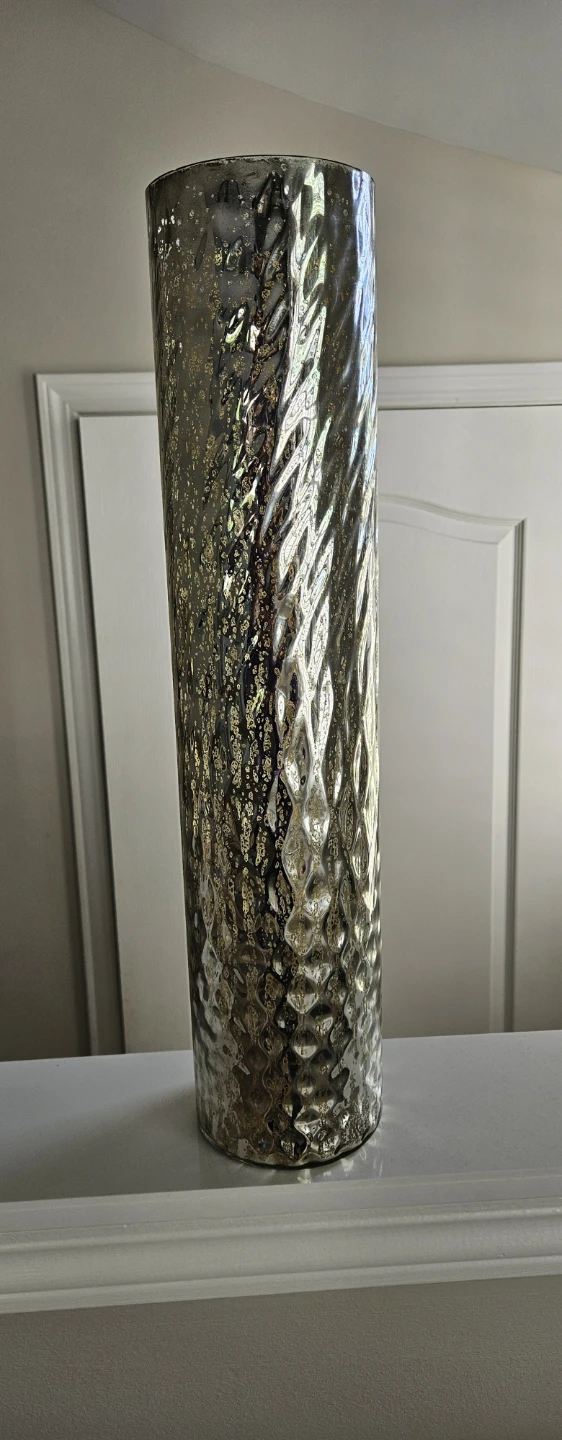 Tall Cylinder Textured Glass Vase