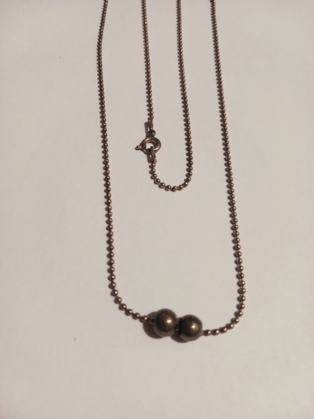 Sterling Silver 925 Ball Chain Necklace with  2 Balls Pendants - photo 3