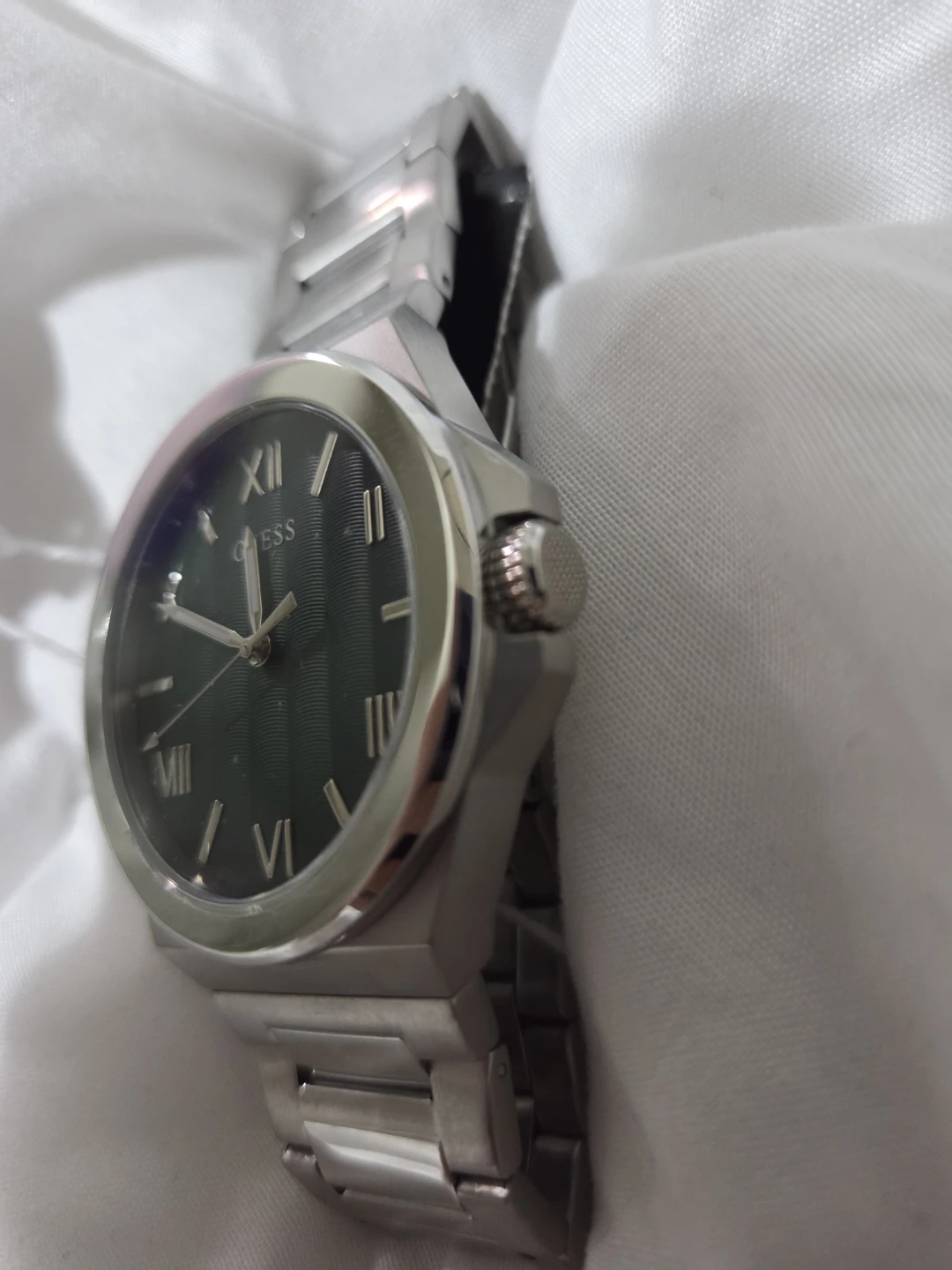 Guess Men's Silver Watch with Olive Dial - photo 4