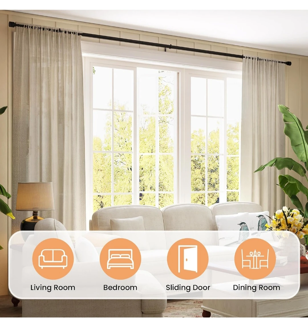 Adjustable Telescoping Curtain Rod (28"-132")×2
