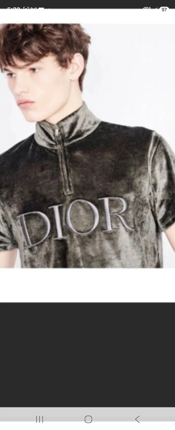 Dior Velvet Black Short Sleeve Zip Mock Neck T-Shirt XL Black - photo 4