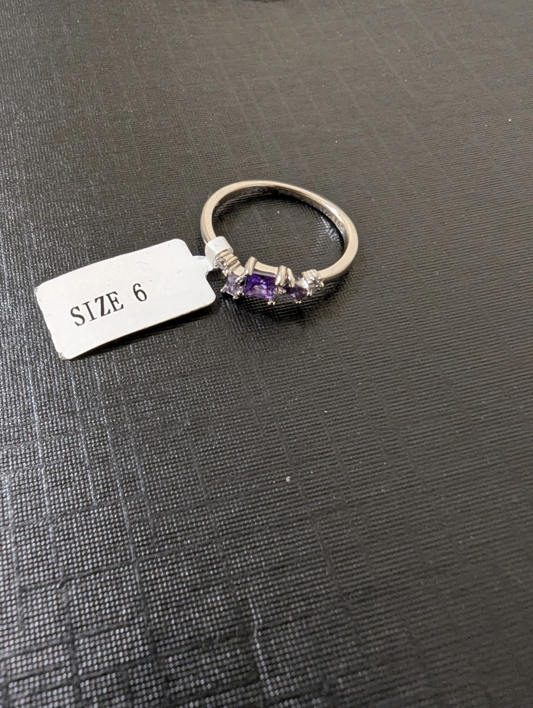 Silver Ring with Purple Stones Size 6 - photo 3