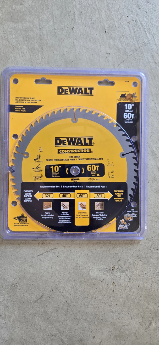 DEWALT 10" 60T Construction Saw Blade