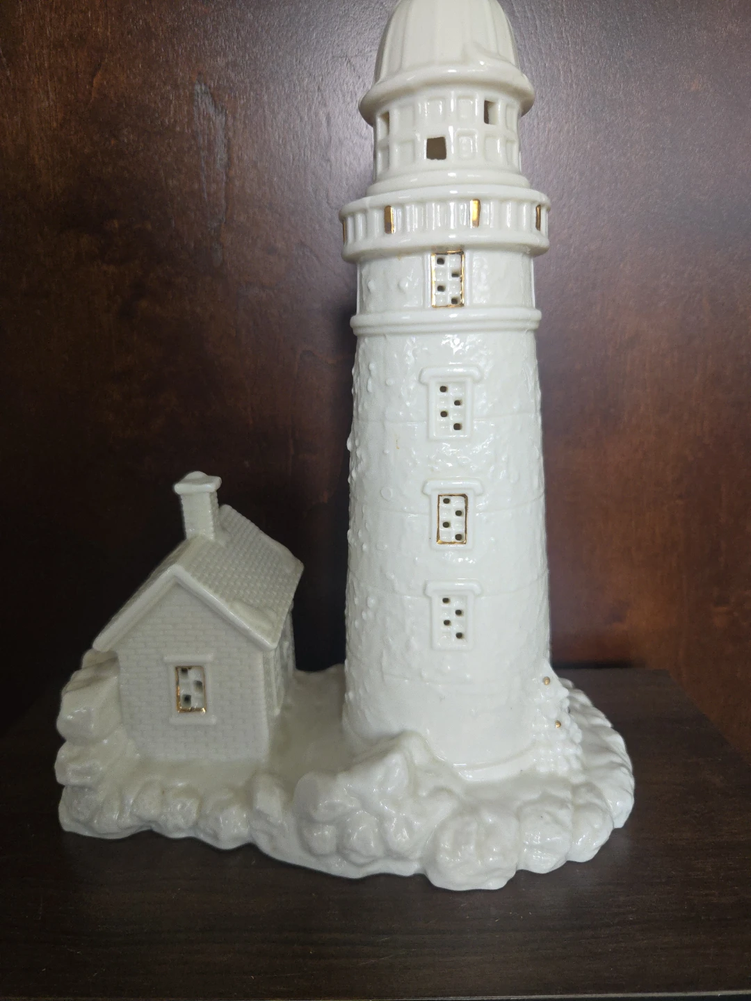 White Porcelain Lighthouse with House Figurine
