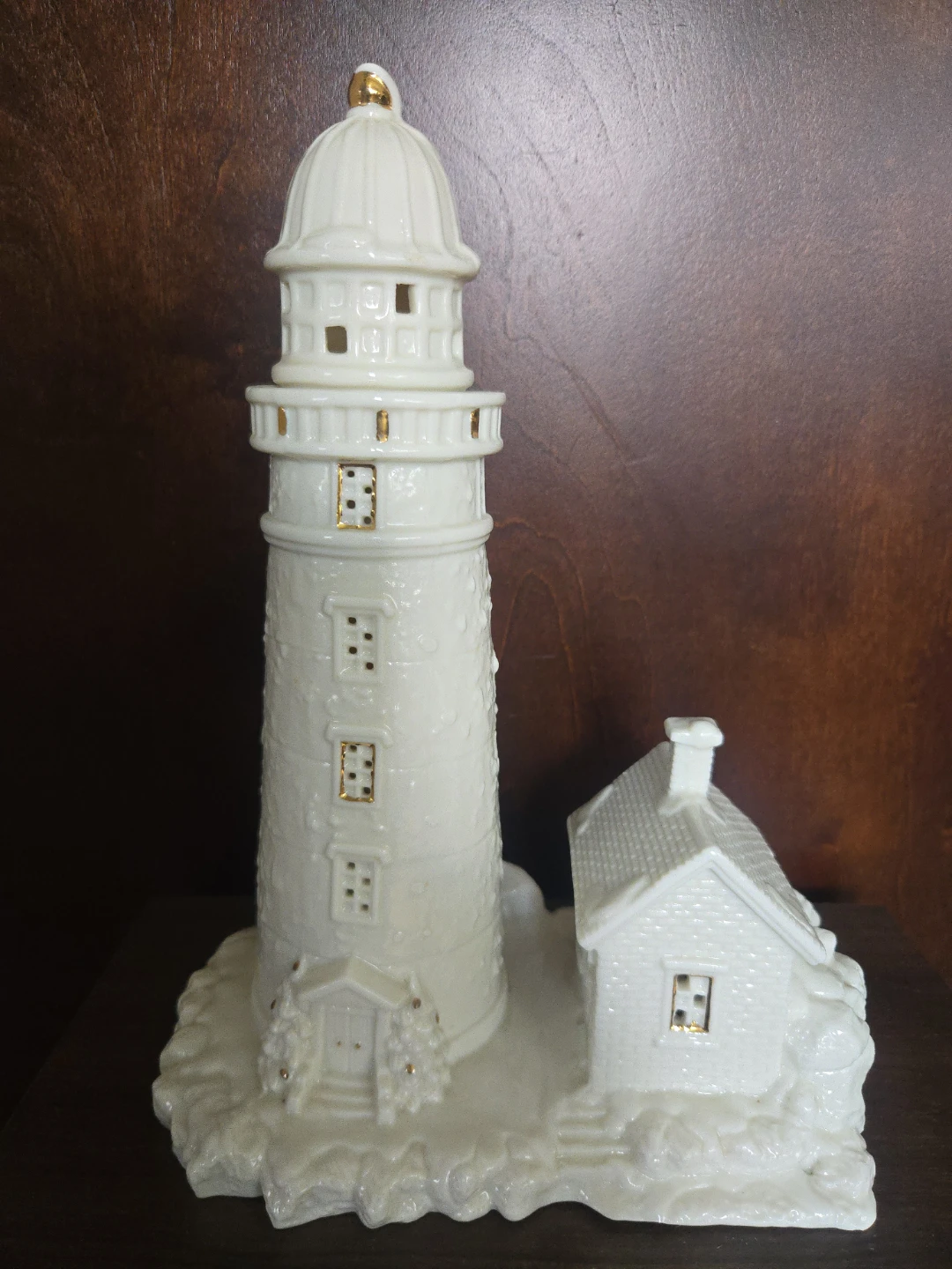White Porcelain Lighthouse with House Figurine - photo 2