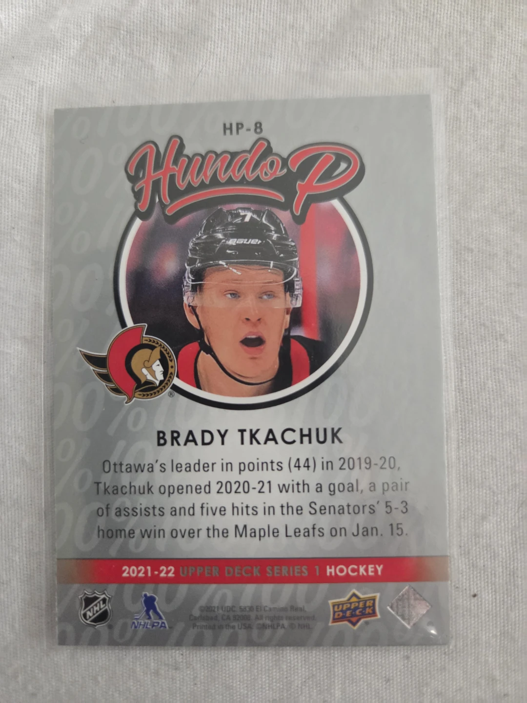 Brady Tkachuk 2021-22 Upper Deck Hockey Card - photo 2