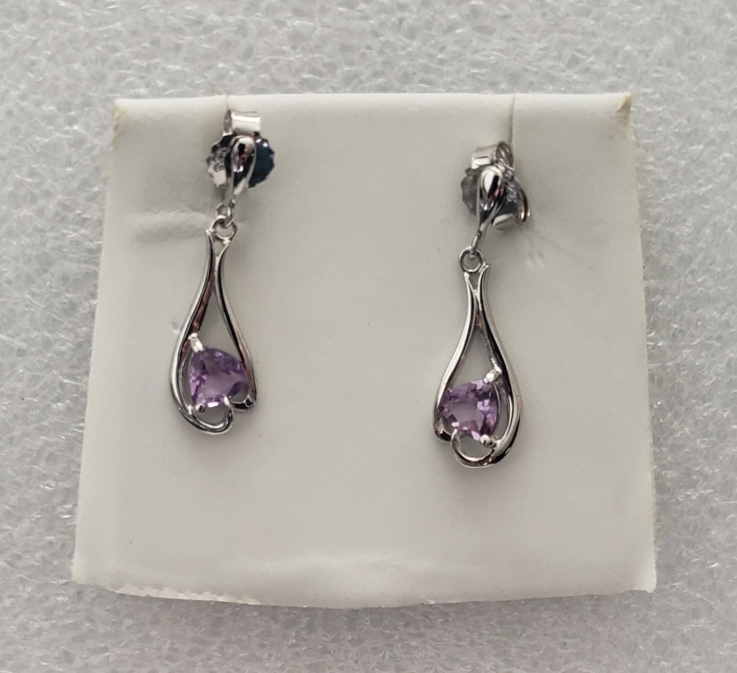 Like New 925 Silver Dangle Earrings with Purple Stones - photo 2