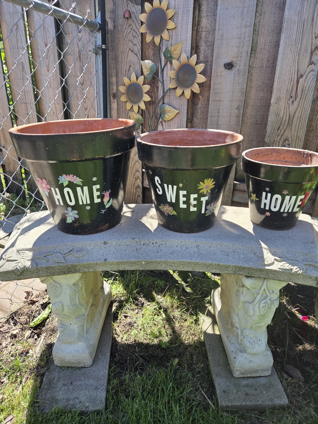 Set of 3 "Home Sweet Home" Flower Pots