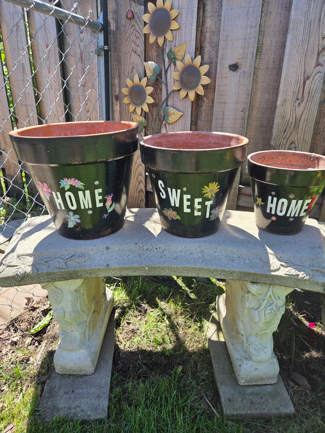 Set of 3 "Home Sweet Home" Flower Pots