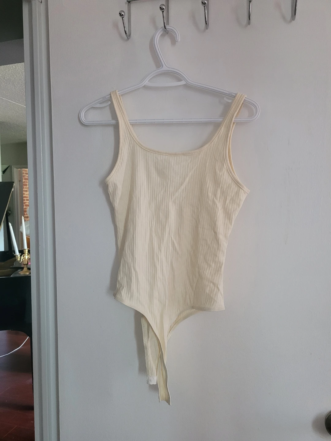 Cream Ribbed Bodysuit and Sleeve Set - photo 4