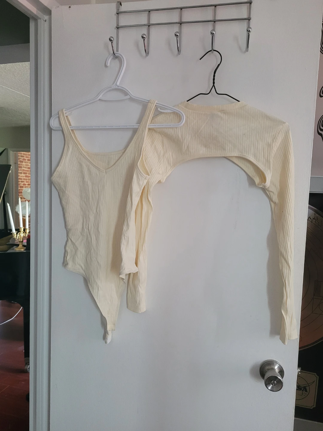 Cream Ribbed Bodysuit and Sleeve Set - photo 5