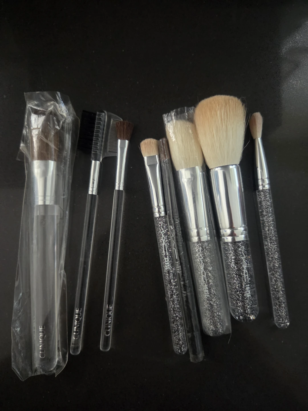 Makeup brushes from Mac and Clinique