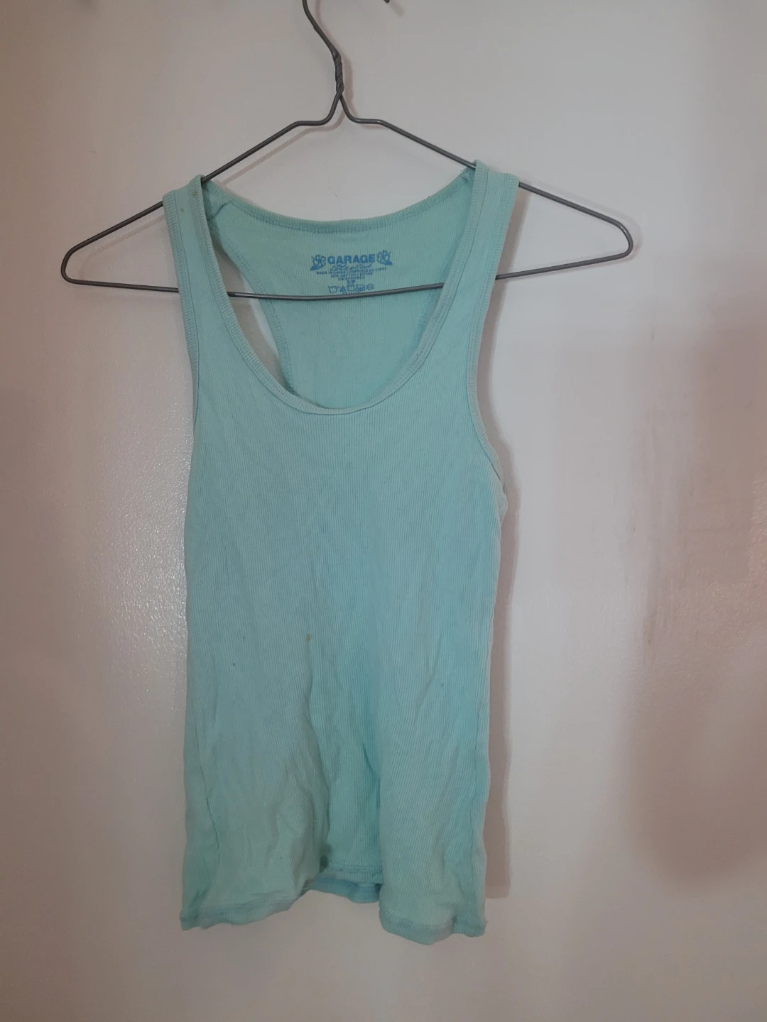 Garage Ribbed Tank Top - Aqua Blue