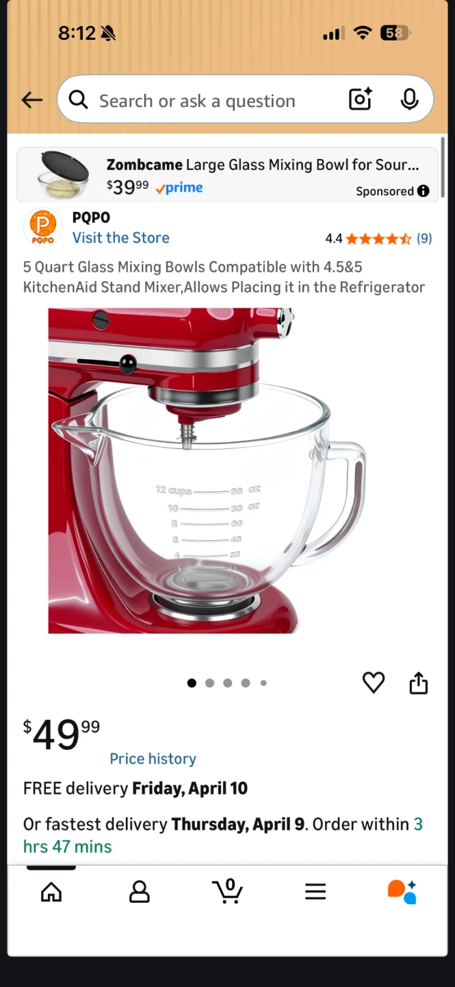 Glass Mixing Bowl with Pour Spout