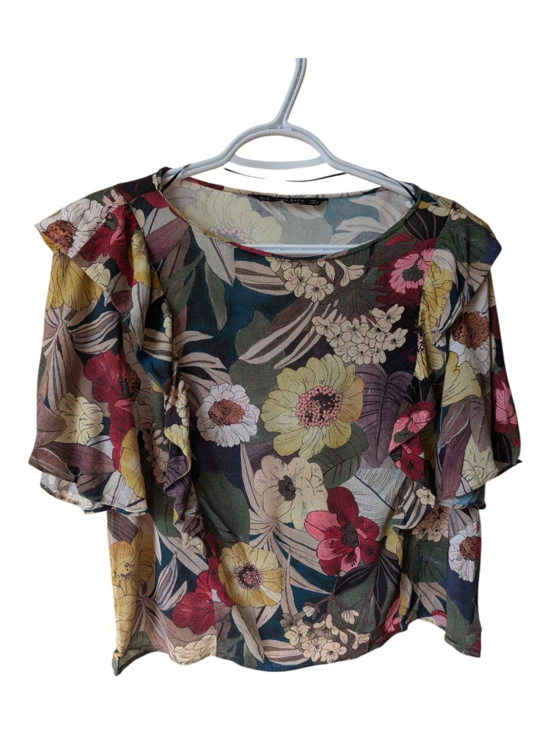 Zara Floral Ruffle Top-size medium