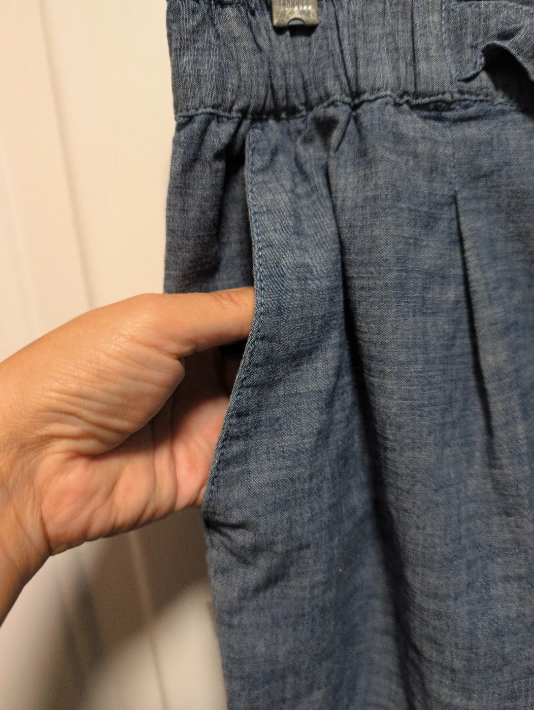 Blue Linen Blend Pants with Tie Waist - photo 3