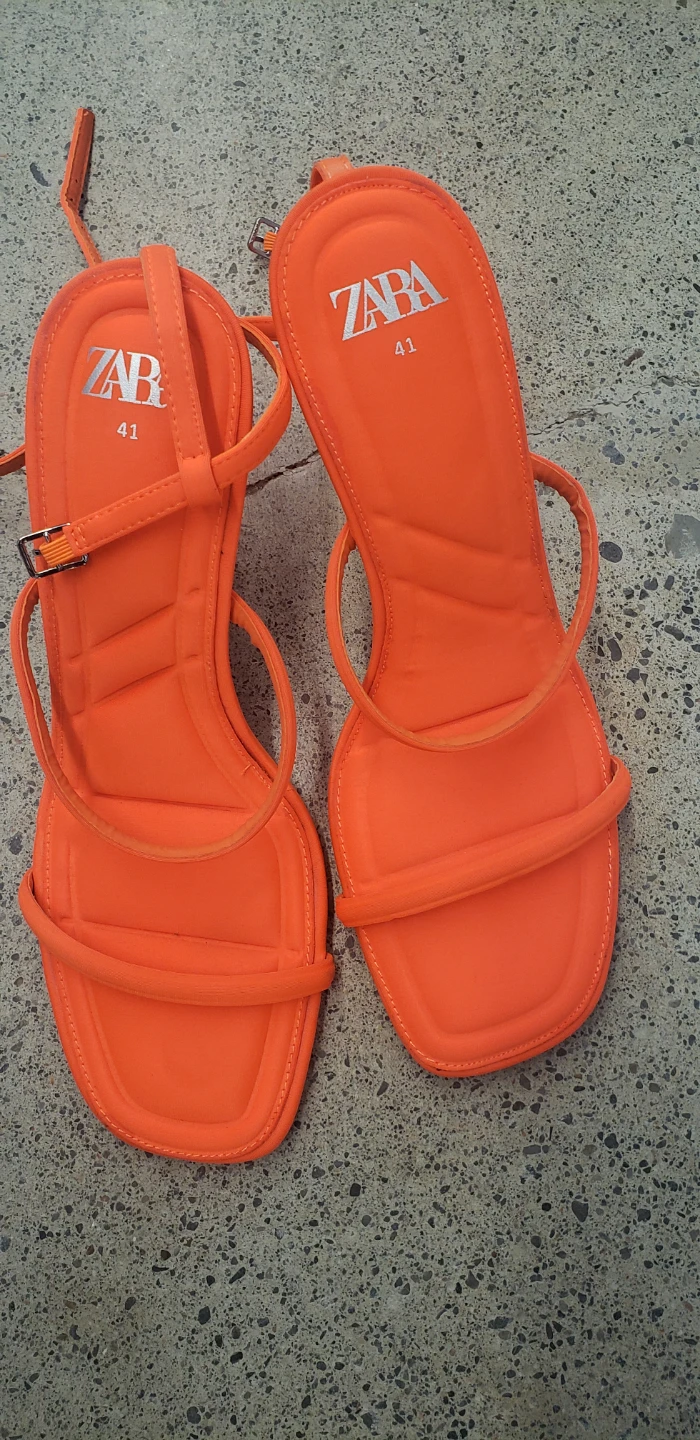 Zara Orange Strappy Heeled Sandals