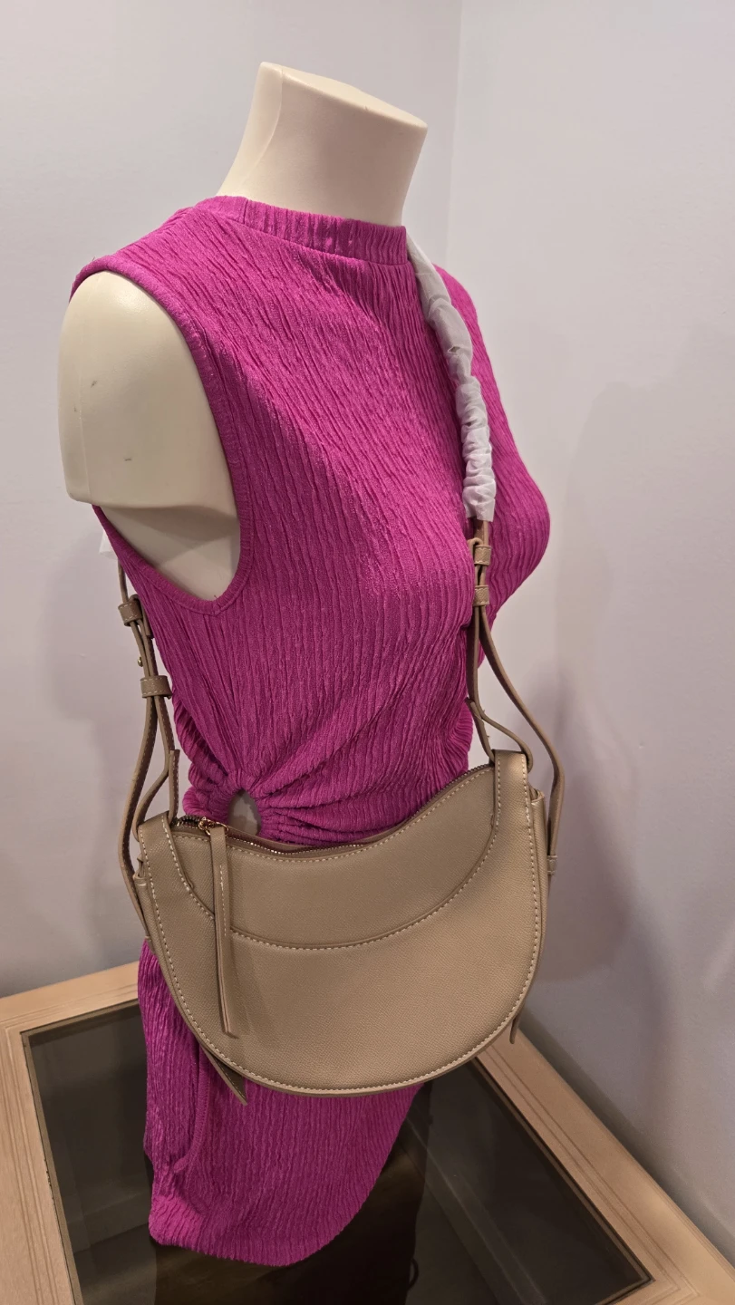 Tan Crescent Shoulder Bag